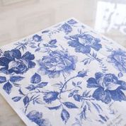 sketched blue flowers roses rice paper